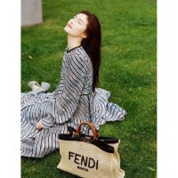 Fendi Women Medium Peekaboo X-Tote Natural Raffia Bag FENDI ROMA