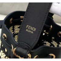 Fendi Women Mon Tresor Bucket Bag FF Motif Black Leather