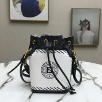 Fendi Women Mon Tresor Bucket Bag White Canvas Mini-Bag