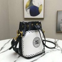 Fendi Women Mon Tresor Bucket Bag White Canvas Mini-Bag