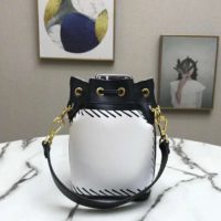 Fendi Women Mon Tresor Bucket Bag White Canvas Mini-Bag