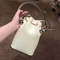 Fendi Women Mon Tresor Bucket Bag White Leather Mini-Bag