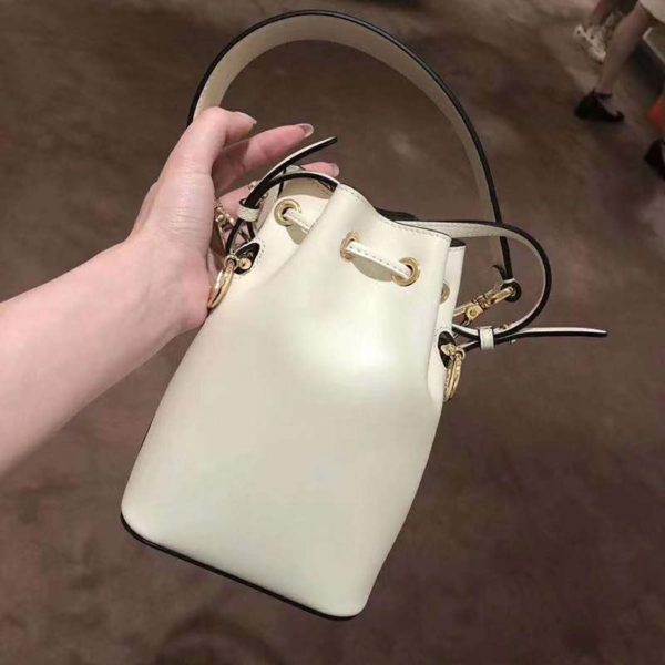 Fendi Women Mon Tresor Bucket Bag White Leather Mini-Bag (1)