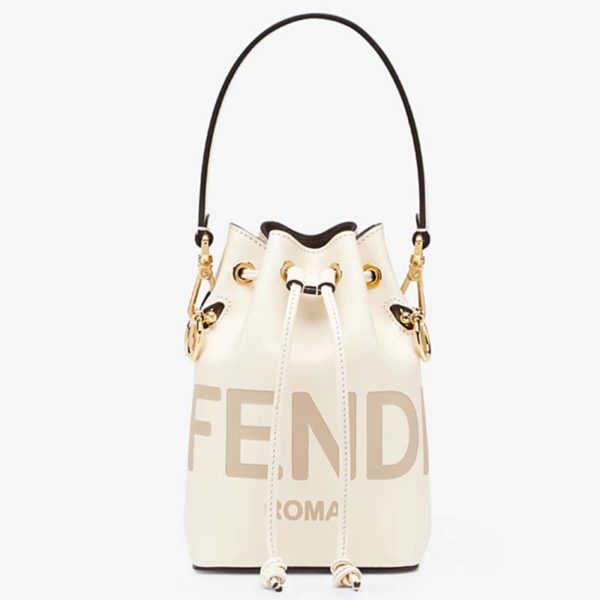 Fendi Women Mon Tresor Bucket Bag White Leather Mini-Bag