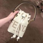 Fendi Women Mon Tresor Bucket Bag White Leather Mini-Bag - Image 2