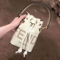 Fendi Women Mon Tresor Bucket Bag White Leather Mini-Bag