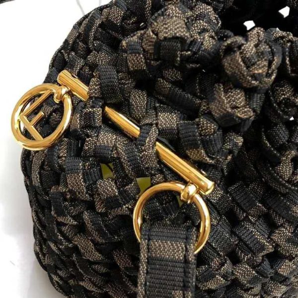 Fendi Women Mon Tresor Jacquard Fabric Interlace Mini-Bag-Brown (3)