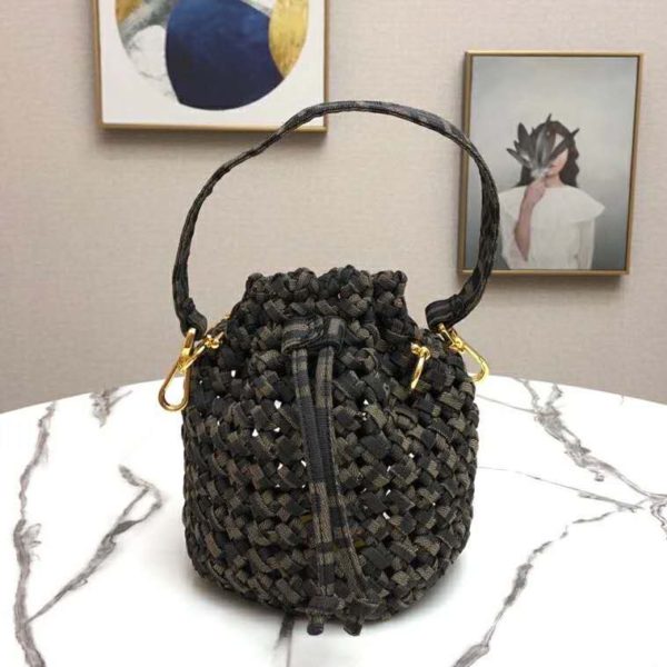 Fendi Women Mon Tresor Jacquard Fabric Interlace Mini-Bag-Brown (7)