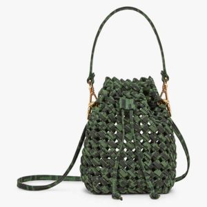 Fendi Women Mon Tresor Jacquard Fabric Interlace Mini-Bag-Dark Green