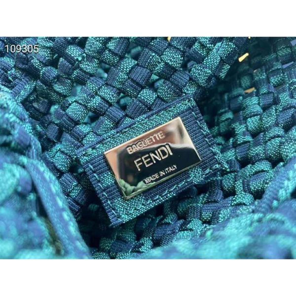 Fendi Women Mon Tresor Jacquard Fabric Interlace Mini-Bag-Dark Green (11)