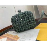 Fendi Women Mon Tresor Jacquard Fabric Interlace Mini-Bag-Dark Green