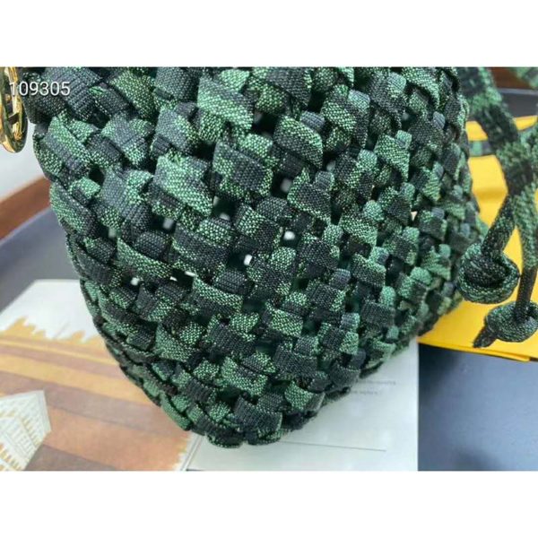 Fendi Women Mon Tresor Jacquard Fabric Interlace Mini-Bag-Dark Green (7)