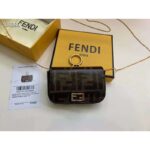 Fendi Women Nano Baguette Charm Brown Fabric Charm Jacquard FF – Bild 2