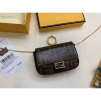 Fendi Women Nano Baguette Charm Brown Fabric Charm Jacquard FF