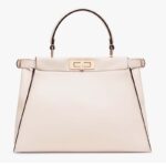Fendi Women Peekaboo Iconic Medium Pink Leather Twist Lock Bag