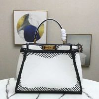 Fendi Women Peekaboo Iconic Medium White Leather FF Print Bag