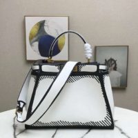 Fendi Women Peekaboo Iconic Medium White Leather FF Print Bag