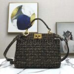 Fendi Women Peekaboo Iconic Mini Jacquard Fabric Interlace Bag FF - Imagen 2