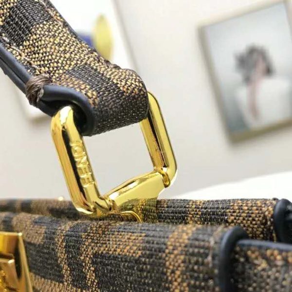 Fendi Women Peekaboo Iconic Mini Jacquard Fabric Interlace Bag FF (7)