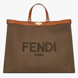 Fendi Women Peekaboo X-Tote Large Dark Green Canvas Shopper