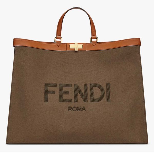 Fendi Women Peekaboo X-Tote Large Dark Green Canvas Shopper - LULUX