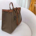 Fendi Women Peekaboo X-Tote Large Dark Green Canvas Shopper - Image 3