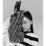 Fendi Women Shopper Bag Blue Glazed Fabric Canvas FF Bag – Image 10