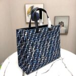 Fendi Women Shopper Bag Blue Glazed Fabric Canvas FF Bag – Image 3