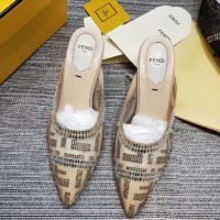 Fendi Women Slingbacks Colibrì in Mesh and Beige Leather