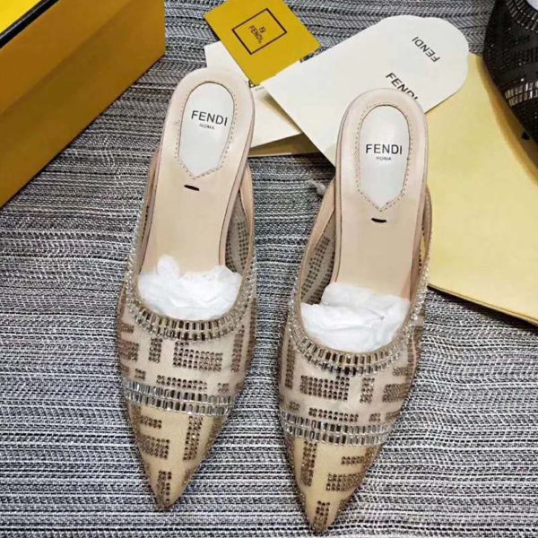 Fendi Women Slingbacks Colibrì in Mesh and Beige Leather (4)