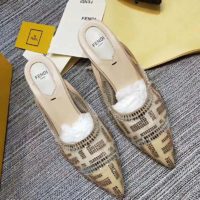 Fendi Women Slingbacks Colibrì in Mesh and Beige Leather