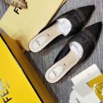 Fendi Women Slingbacks Colibrì in Mesh and Black Leather - Imagen 3