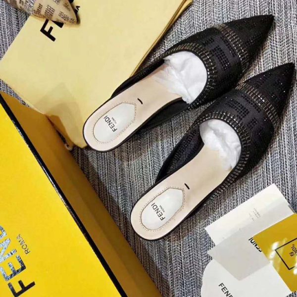 Fendi Women Slingbacks Colibrì in Mesh and Black Leather (4)