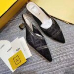 Fendi Women Slingbacks Colibrì in Mesh and Black Leather - Imagen 5