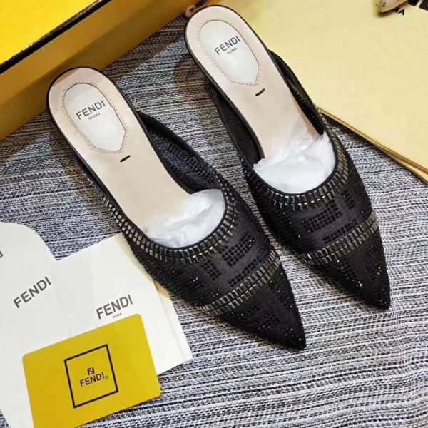 Fendi Women Slingbacks Colibrì in Mesh and Black Leather (6)