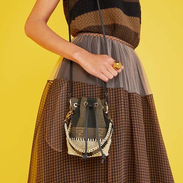 Fendi Women Small Mon Tresor Bucket Brown Fabric Mini-Bag (2)