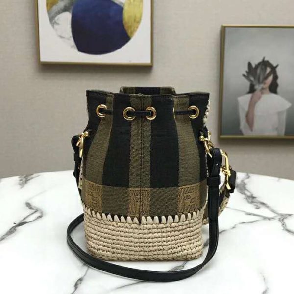Fendi Women Small Mon Tresor Bucket Brown Fabric Mini-Bag (5)