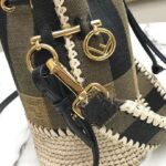 Fendi Women Small Mon Tresor Bucket Brown Fabric Mini-Bag - immagine 9