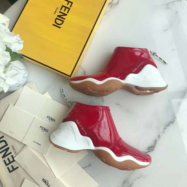 Fendi Women Sneakers Snug-Fit FFluid Sneakers Glossy Red Neoprene (3)