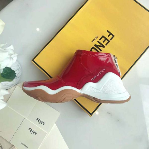 Fendi Women Sneakers Snug-Fit FFluid Sneakers Glossy Red Neoprene (4)