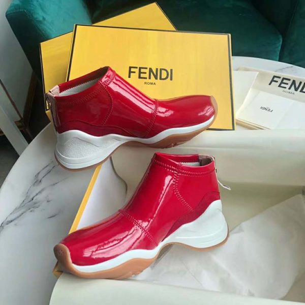 Fendi Women Sneakers Snug-Fit FFluid Sneakers Glossy Red Neoprene (6)