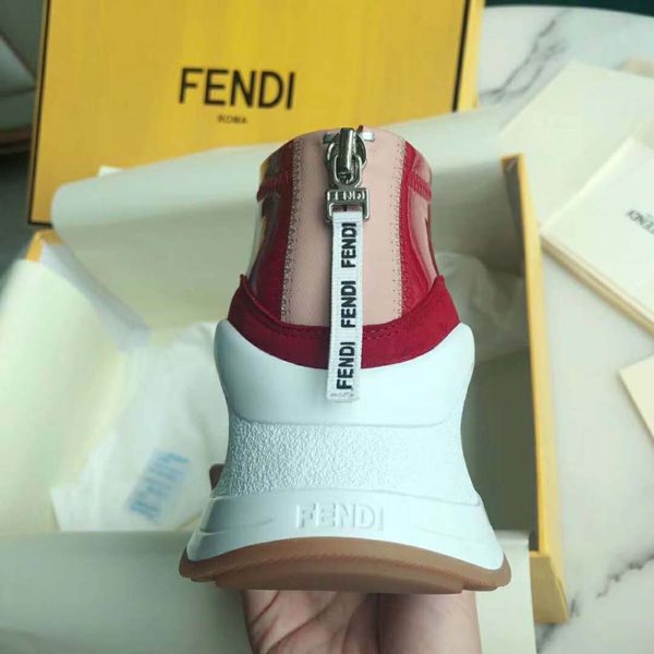 Fendi Women Sneakers Snug-Fit FFluid Sneakers Glossy Red Neoprene (8)