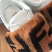 Fendi Women Sneakers White Leather Slip-ons Calfskin Sheepskin