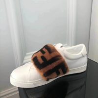 Fendi Women Sneakers White Leather Slip-ons Calfskin Sheepskin