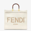 Fendi Women Sunshine Shopper Bag White Leather “FENDI ROMA”