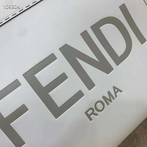 Fendi Women Sunshine Shopper Bag White Leather “FENDI ROMA” (4)
