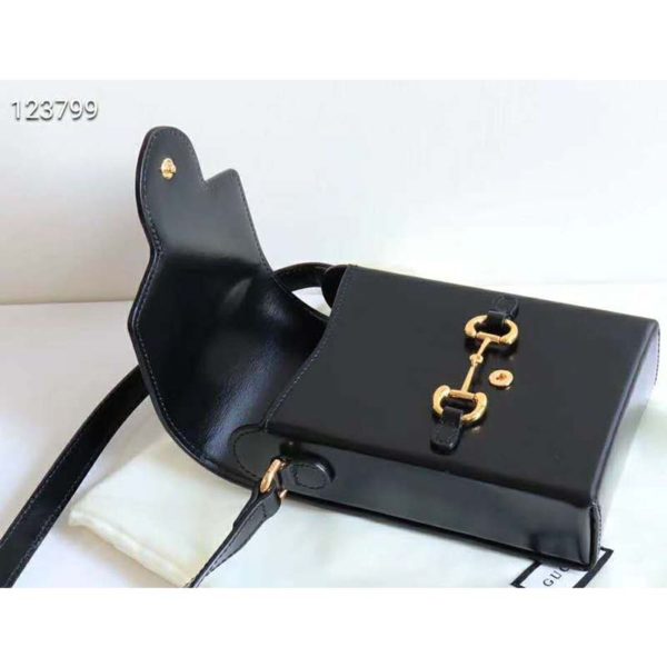 Gucci GG Unisex Gucci Horsebit 1955 Mini Bag Black Leather (10)