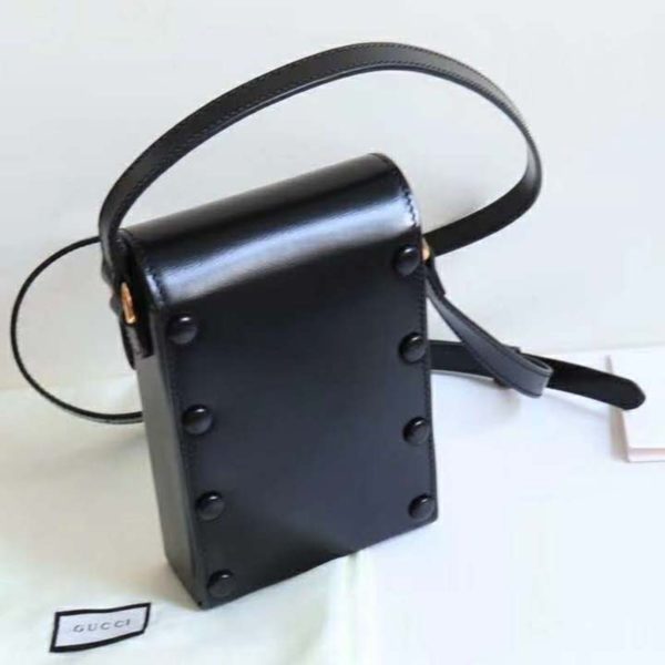 Gucci GG Unisex Gucci Horsebit 1955 Mini Bag Black Leather (9)