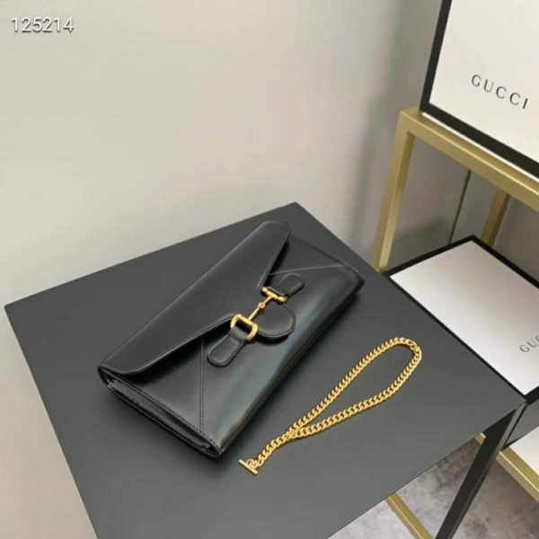 Gucci GG Unisex Gucci Horsebit 1955 Wallet with Chain-Black (4)
