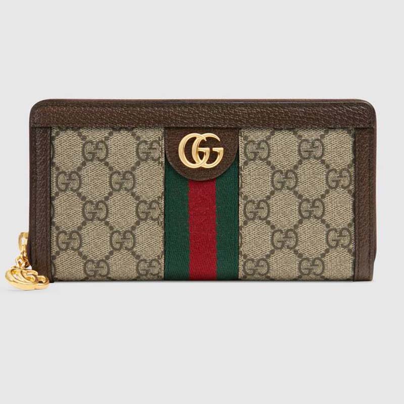 Gucci GG Unisex Ophidia GG Zip Around Wallet Supreme Canvas - Brandsoff